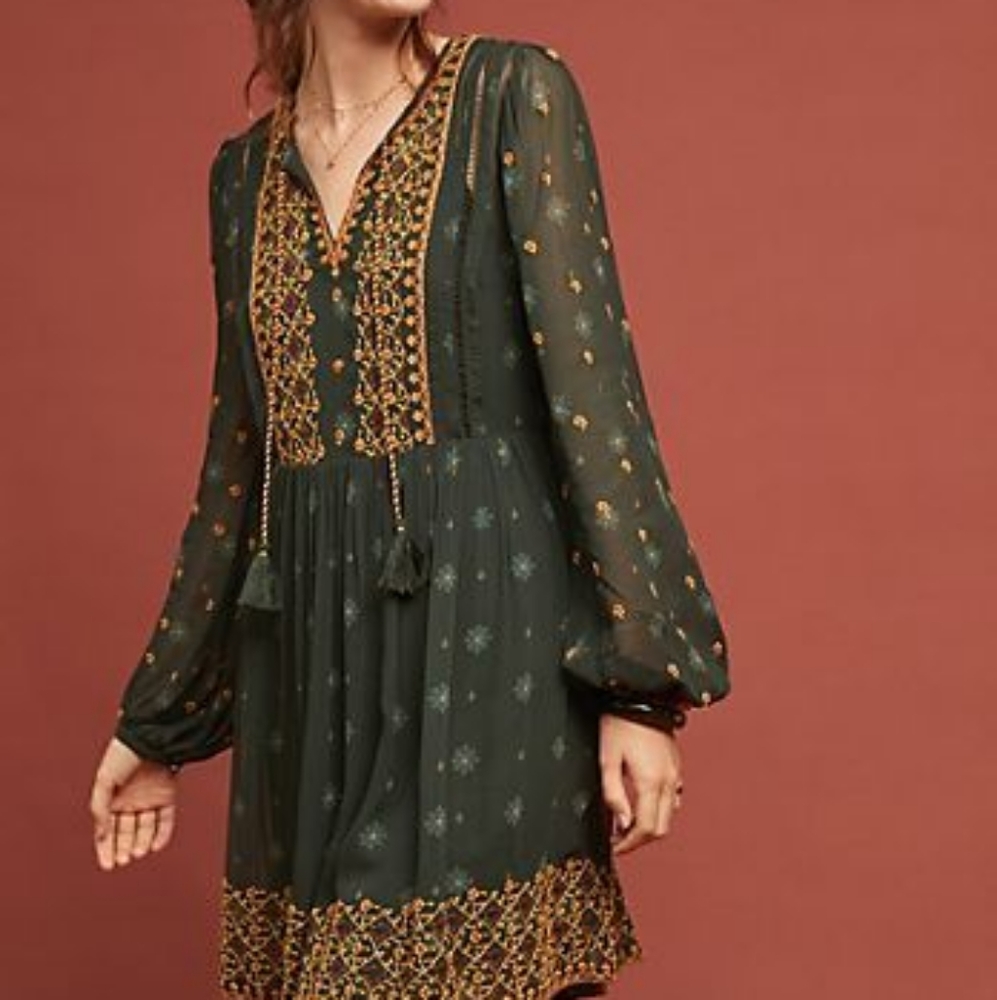 Amica Green Tunic Dress Anthropologie NWOT